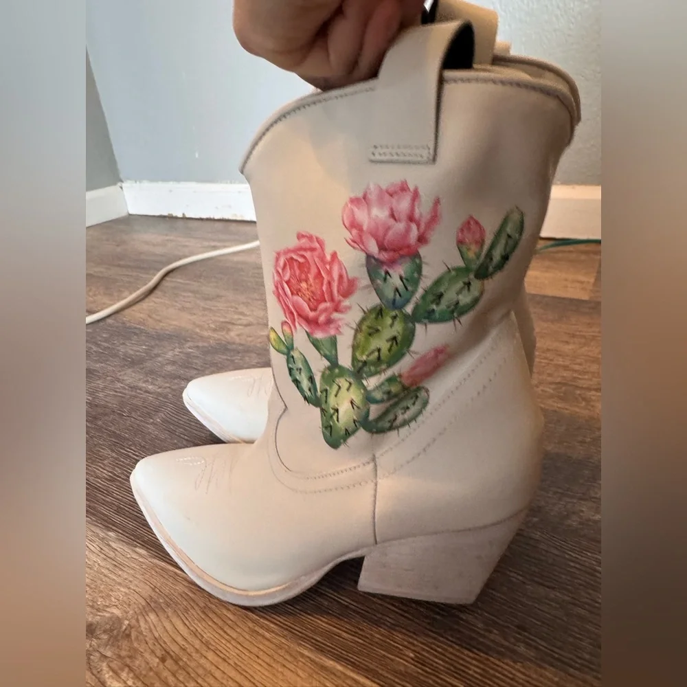 NWB Golo Cactus White Heeled Cowgirl Western Boots - Picture 7 of 8